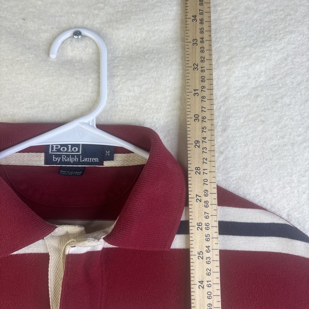 Polo Ralph Lauren Rugby Polo Striped NYC Crest #7 Patch M Vtg Rare Red White - Picture 9 of 12